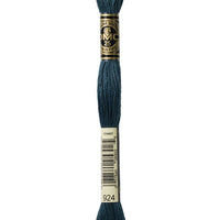DMC 6 Strand Embroidery Floss Cotton Thread 924 Very Dk Green Grey 8.7 Yards 1 Skein