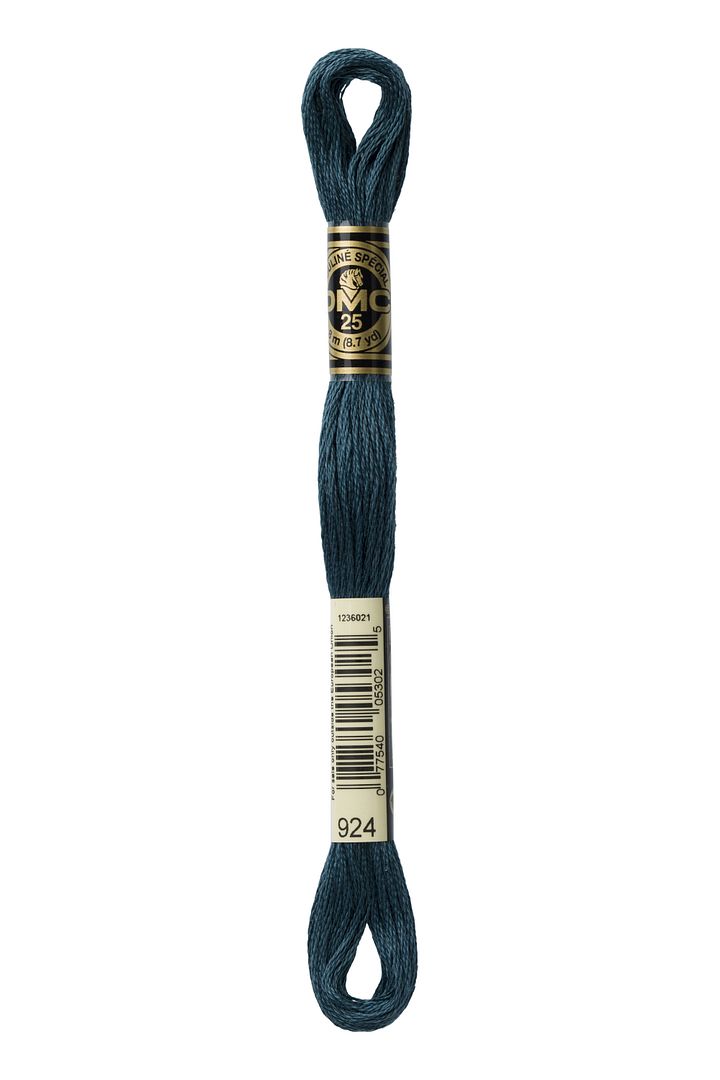 DMC 6 Strand Embroidery Floss Cotton Thread 924 Very Dk Green Grey 8.7 Yards 1 Skein