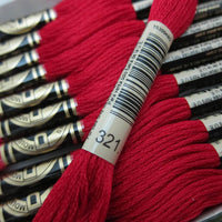 DMC 6 Strand Embroidery Floss Cotton Thread Bulk 321 Christmas Red 12 Skeins