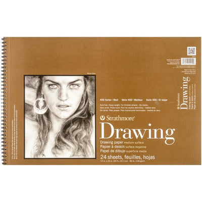 12x18 inch Strathmore 400 Series Drawing Paper Pad Spiral 24 Sheets