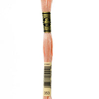 DMC 6 Strand Embroidery Floss Cotton Thread 353 Peach 8.7 Yards 1 Skein