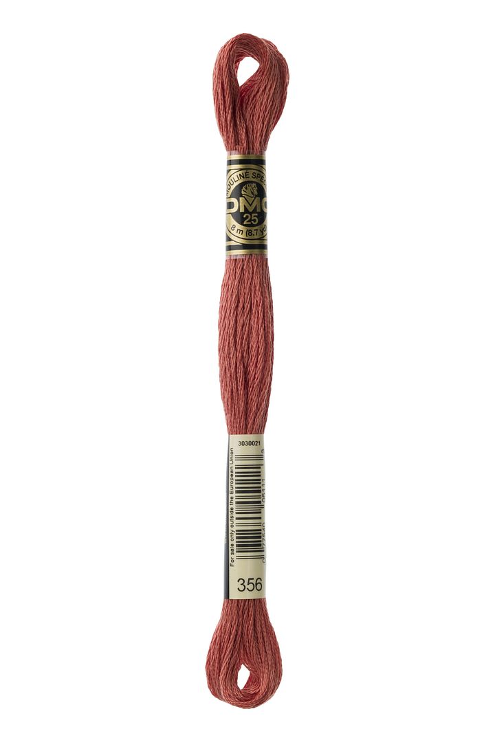 DMC 6 Strand Embroidery Floss Cotton Thread 356 Medium Terra Cotta 8.7 Yards 1 Skein