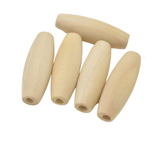 25x13mm Natural Oval Wooden Macrame Beads  6mm Hole 22 Pieces