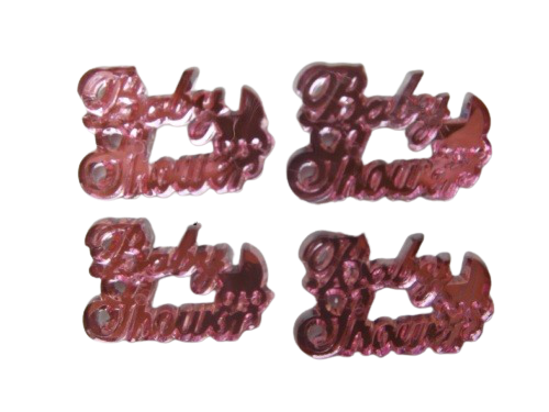Pink Miniature Baby Shower Acrylic Sign Charm Capias 24 Pieces