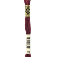 DMC 6 Strand Embroidery Floss Cotton Thread 902 Very Dk Garnet 8.7 Yards 1 Skein