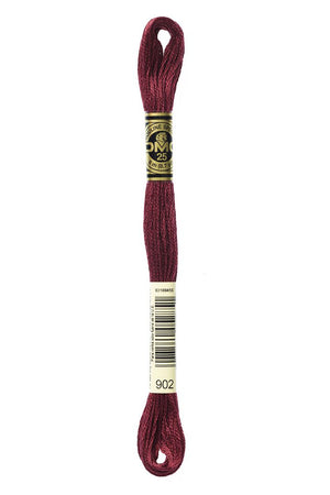 DMC 6 Strand Embroidery Floss Cotton Thread 902 Very Dk Garnet 8.7 Yards 1 Skein