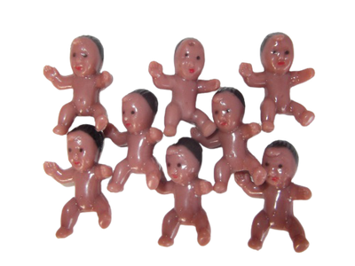 1.25 Inch Mini Small Plastic Baby Babies Black Skin 48 Pieces