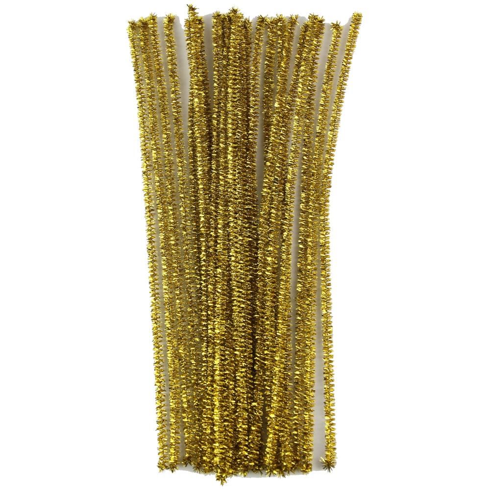 6mm Gold Tinsel Pipe Cleaners 12 Inches 25 Pieces