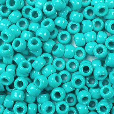 9mm Opaque Turquoise Pony Beads Bulk 1,000 Pieces