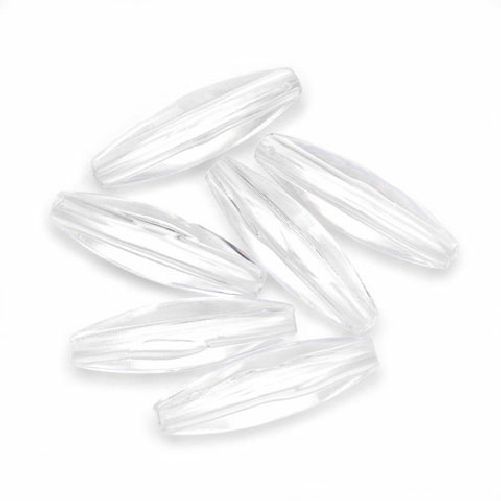 19x6mm Spaghetti Beads Transparent Crystal 144 Pieces