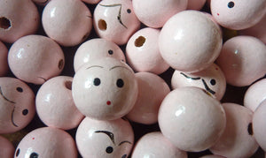 25mm 0.98 inch Small Wood Doll Head Beads with Faces 100 Pieces - artcovecrafts.com