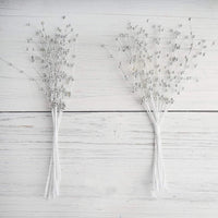 Metallic Silver Beaded Pearl Sprays 12 Pieces - artcovecrafts.com