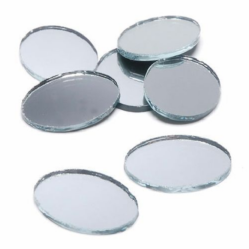2 x 1.5 inch Mini Oval Glass Mirrors 4 Pieces Mosaic Mirror Tiles