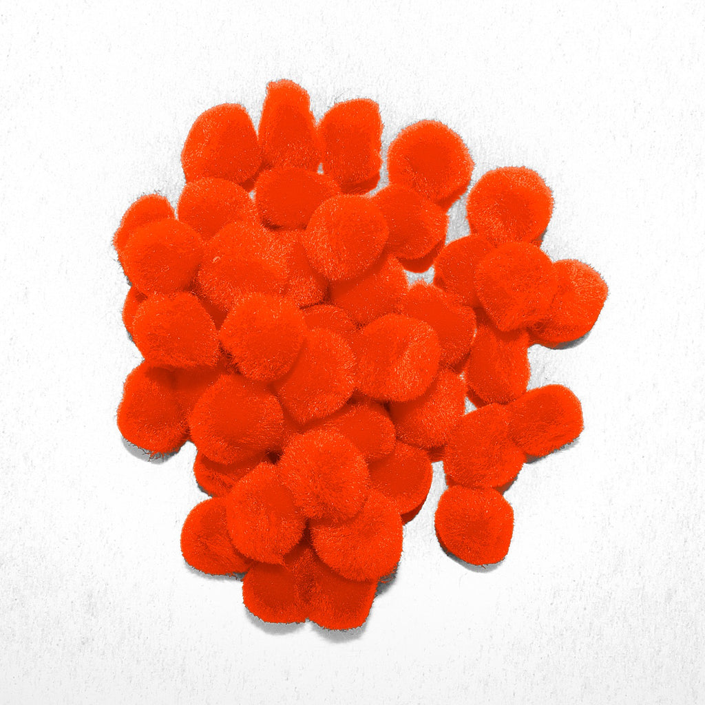 0.5 inch Orange Tiny Craft Pom Poms 100 Pieces - artcovecrafts.com