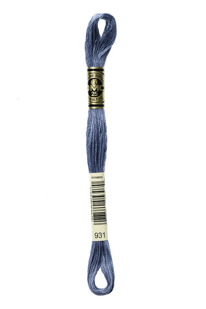 DMC 6 Strand Embroidery Floss Cotton Thread 931 Medium Antique Blue 8.7 Yards 1 Skein