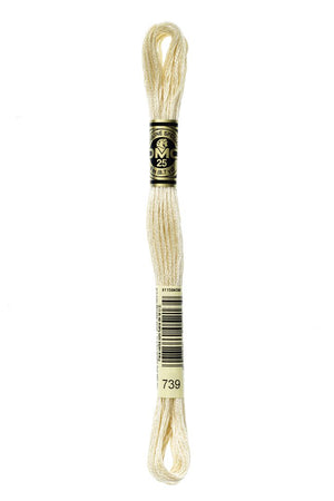DMC 6 Strand Embroidery Floss Cotton Thread 739 Ultra Very Lt Tan 8.7 Yards 1 Skein
