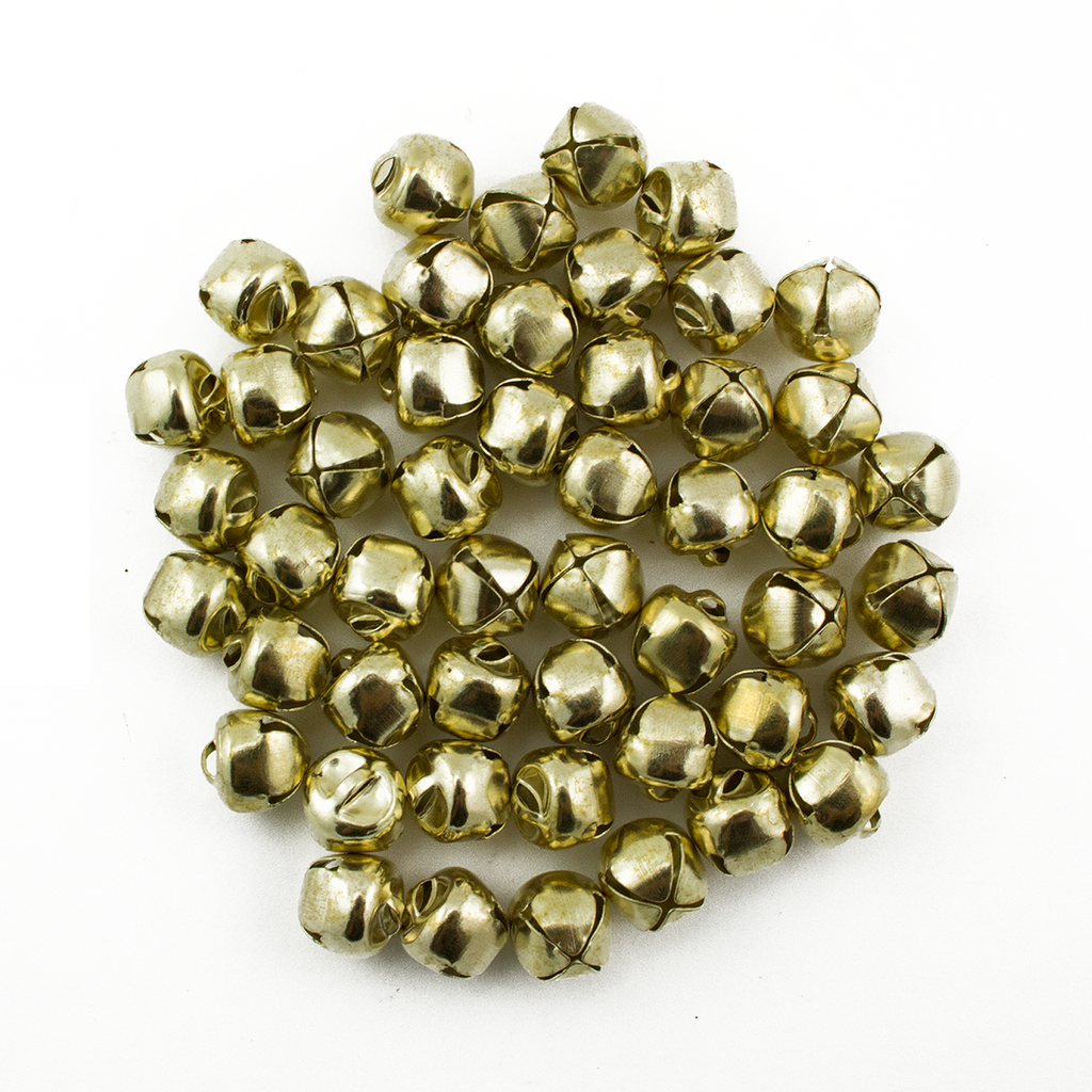 3/8 Inch 10mm Gold Small Craft Jingle Bells Charms Bulk 100 Pieces - artcovecrafts.com