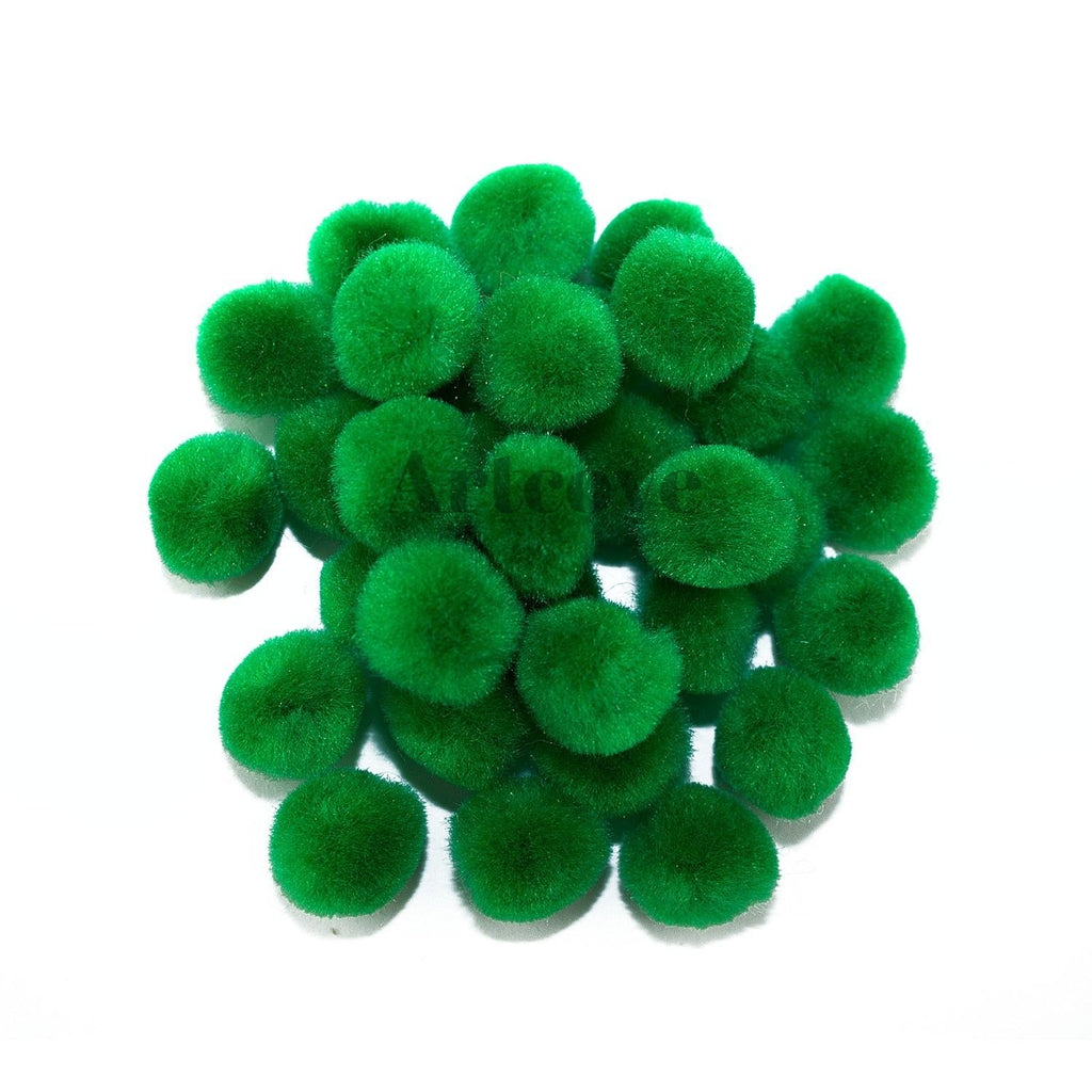 0.5 inch Kelly Green Tiny Craft Pom Poms 100 Pieces